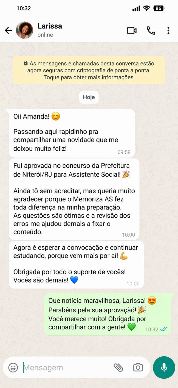 Relato de aprovação de quem treinou com o Memoriza AS